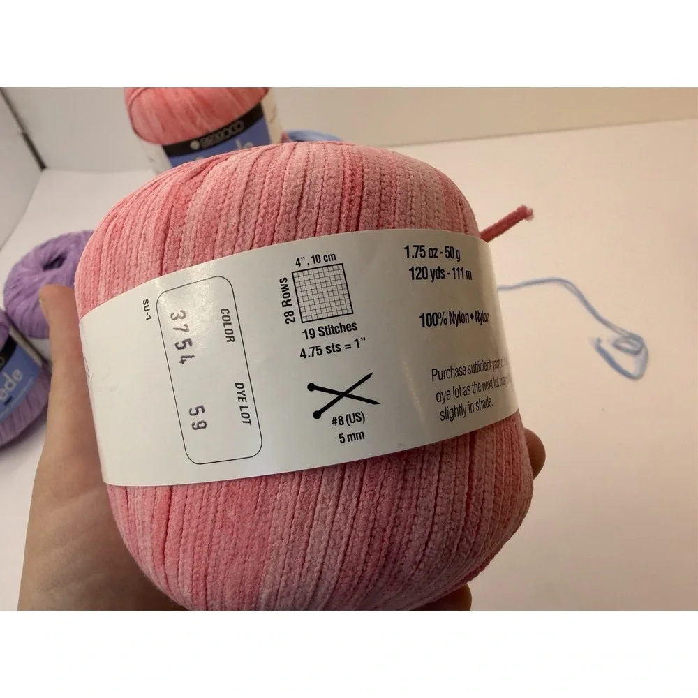 LOT 6 Yarn Balls SUEDE Italy 50 Grams Each Made Italy Nylon Pink Purple Blue